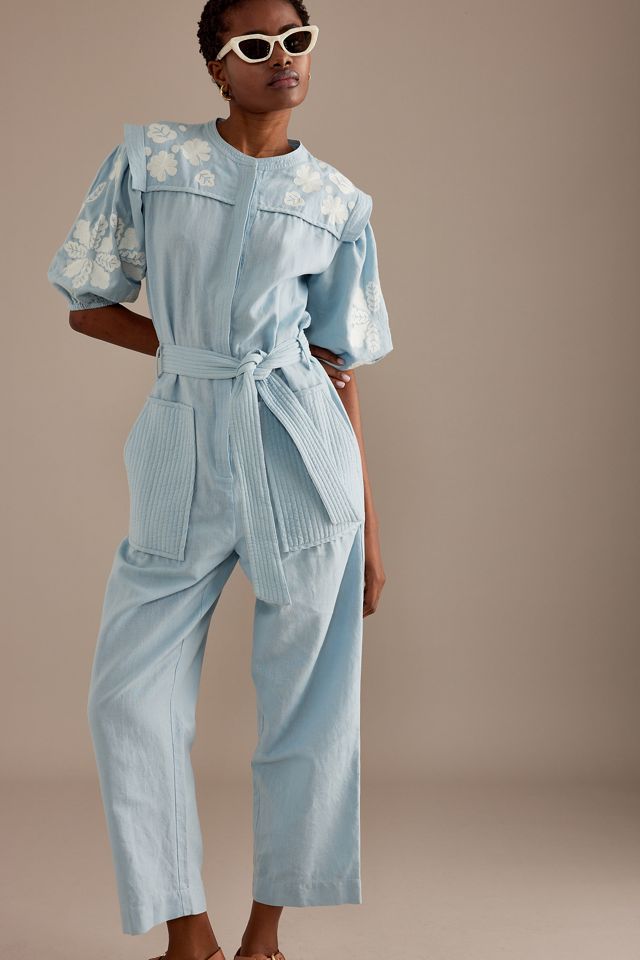 Louise Misha Sylviane Embroidered Tie-Waist Jumpsuit #1