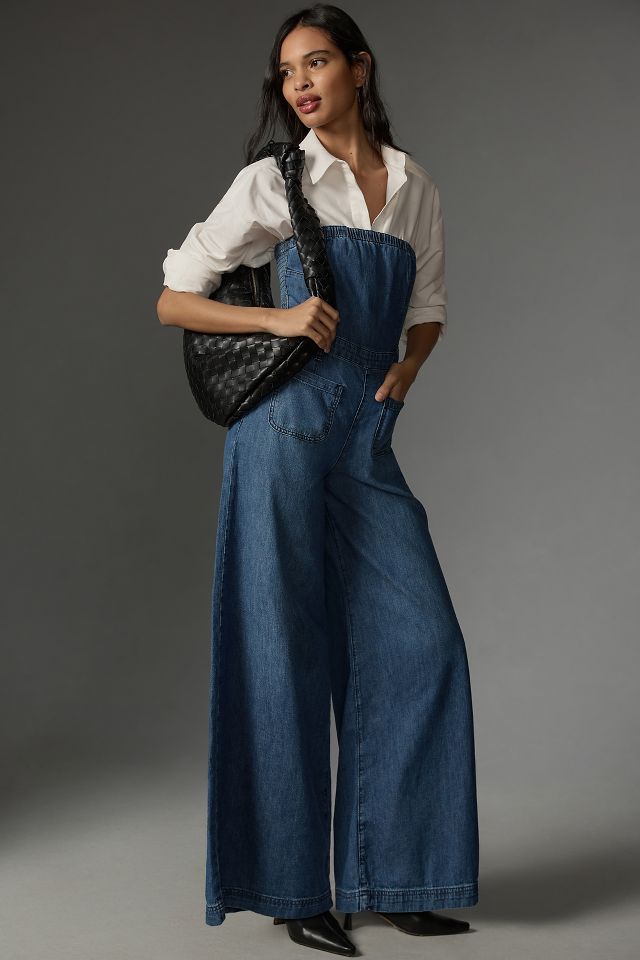 The Skipper Strapless Denim Wide-Leg Jumpsuit by Pilcro