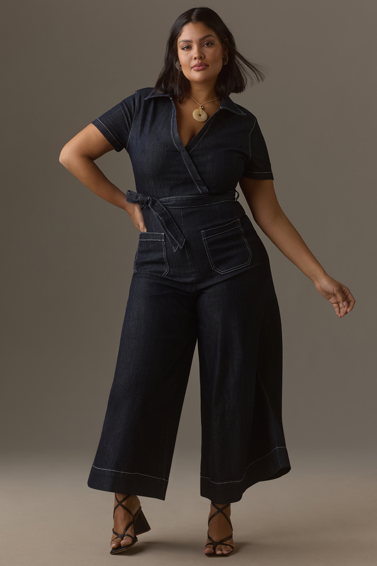 The Colette Wrap Jumpsuit by Maeve: Denim Edition