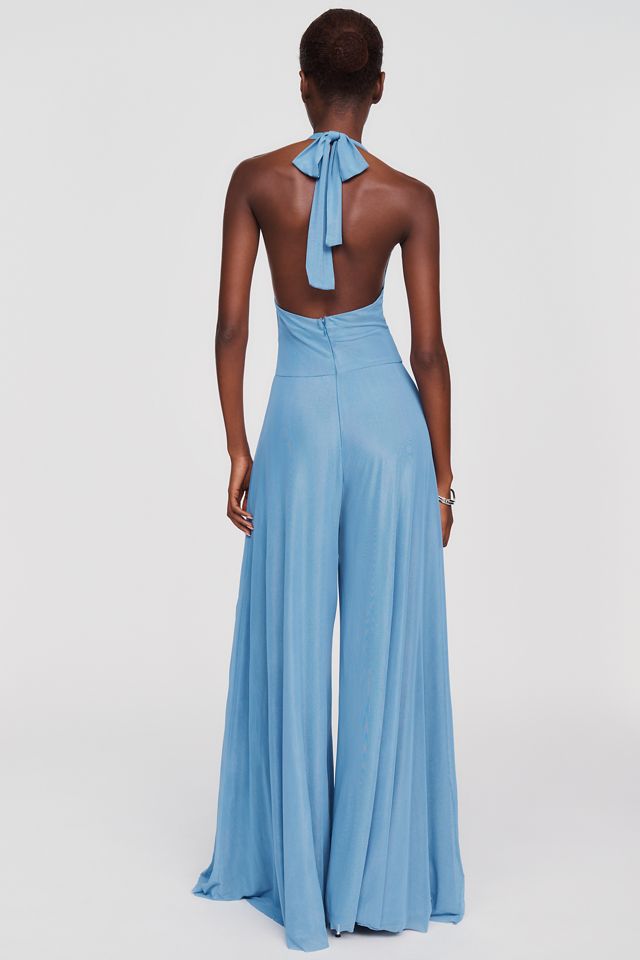 Rare London Neckholder-Jumpsuit mit weitem Bein #1