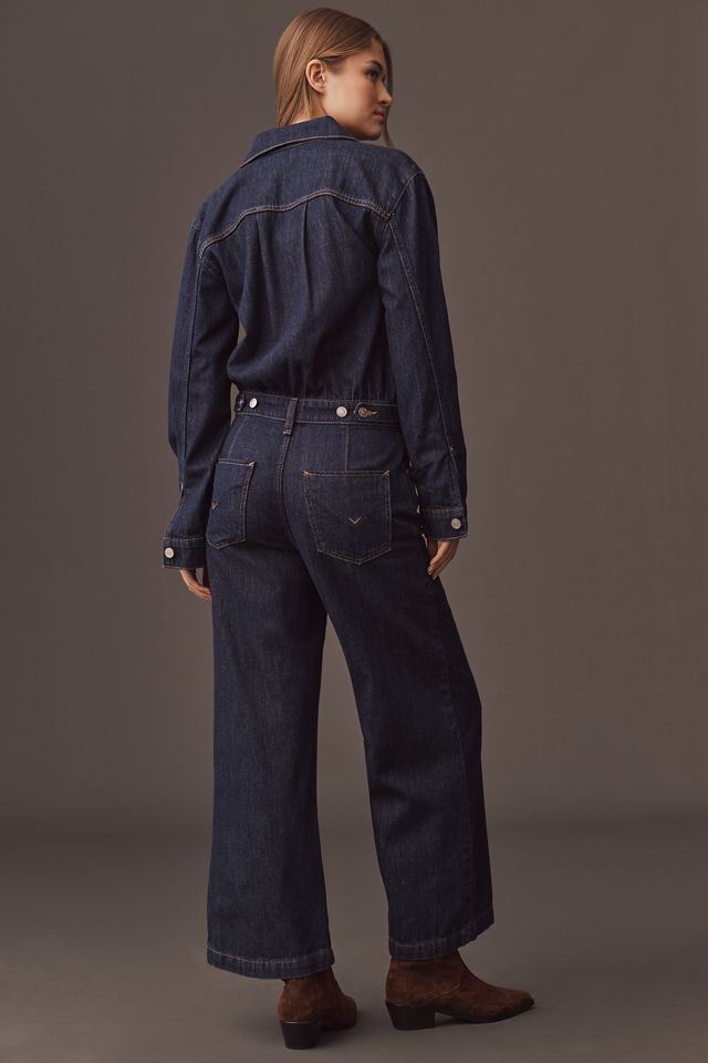 Hudson Long-Sleeve Wide-Leg Crop Denim Jumpsuit #2