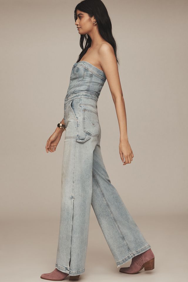 Husdon Strapless Denim Wide-Leg Jumpsuit #3