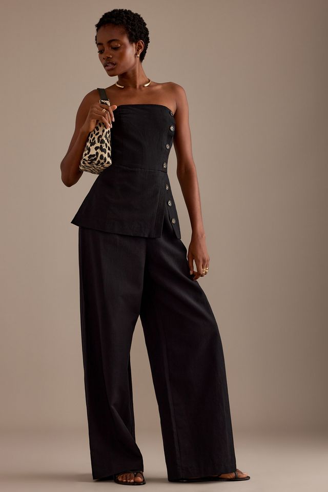Egyptian totem button-down cotton and linen jumpsuit main image 1