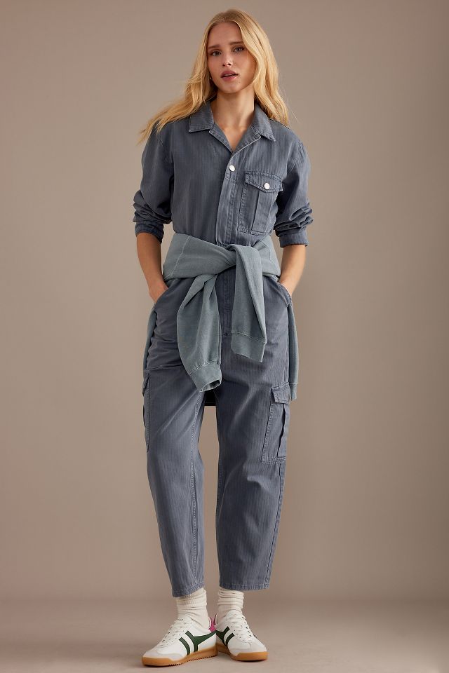 Denim hot sale cargo jumpsuit