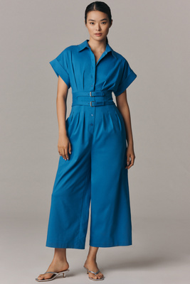 Exquise The Tobie Pleated Jumpsuit By : Belted Edition In Blue