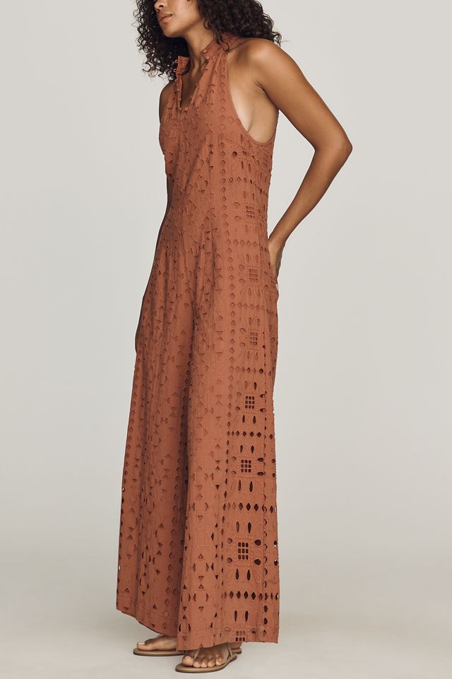 Hannah Lynn Cotton Eyelet Halter Jumpsuit #3
