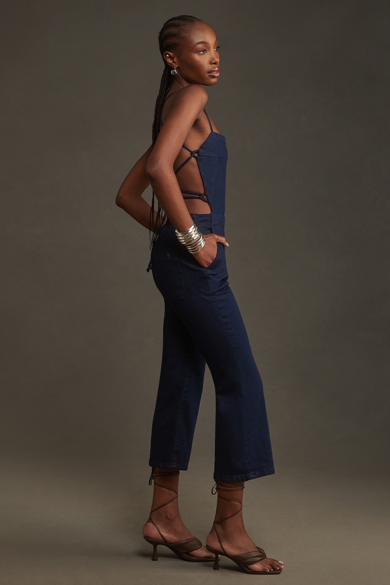 Pilcro Open-Back Denim Jumpsuit