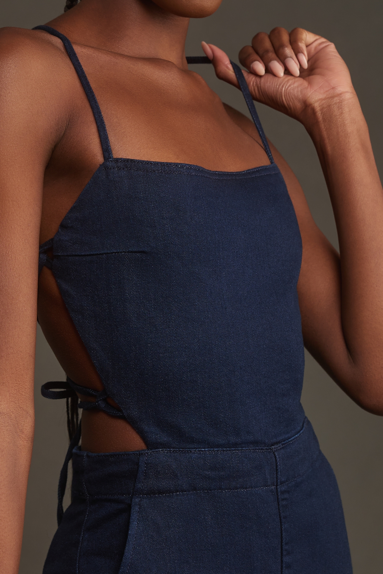 Pilcro Open-Back Denim Jumpsuit