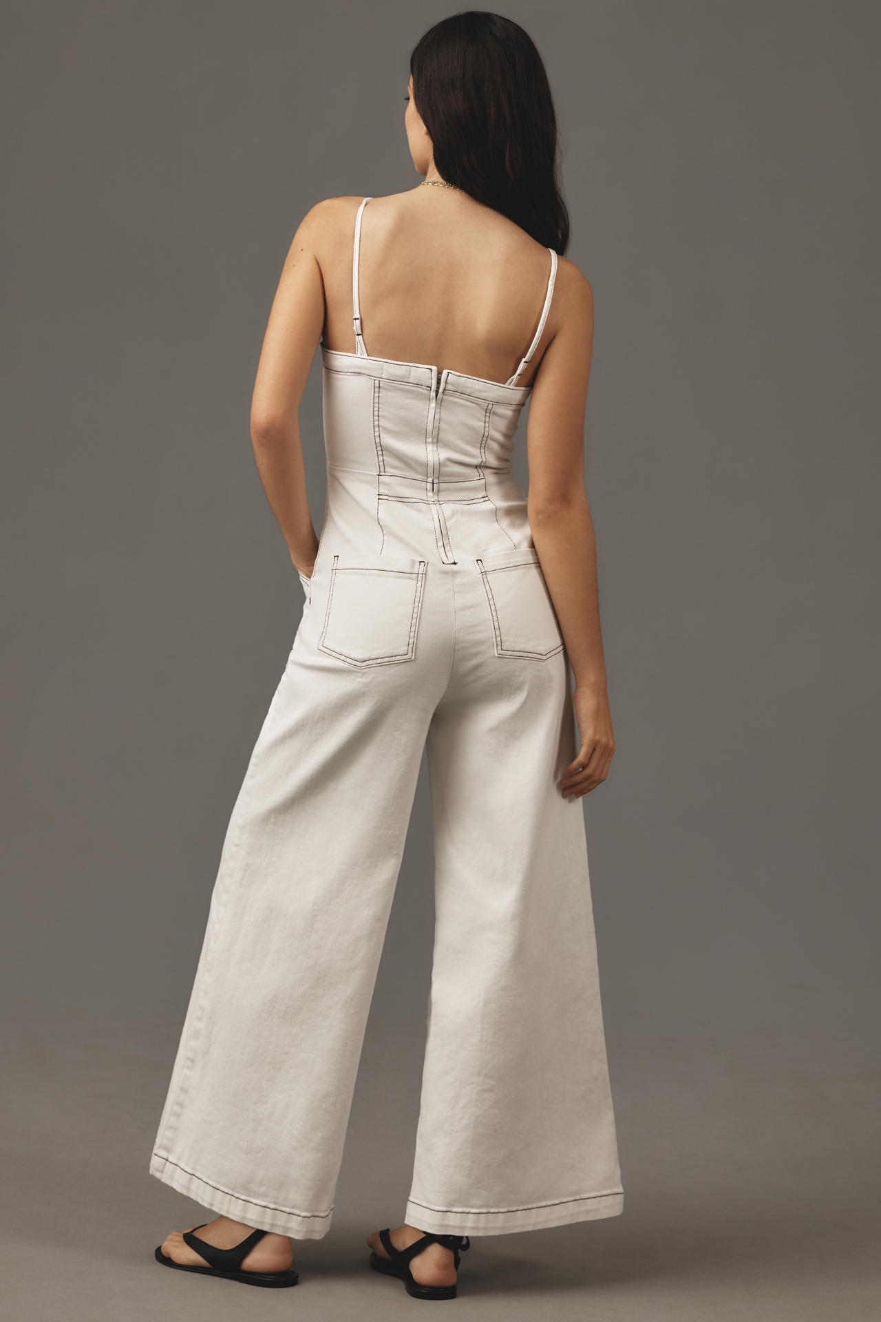 Pilcro Contrast Wide-Leg Denim Jumpsuit