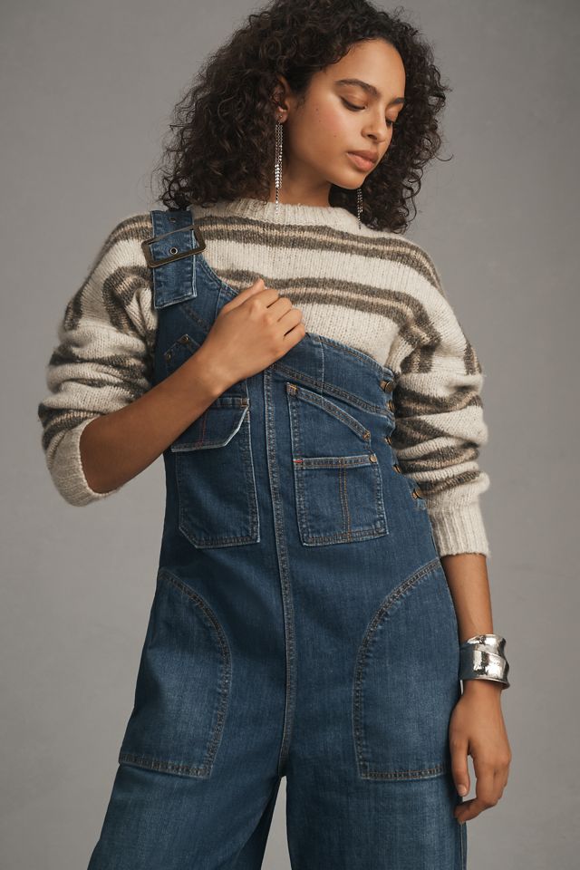 Pilcro One-Shoulder Denim Utility Overalls | Anthropologie