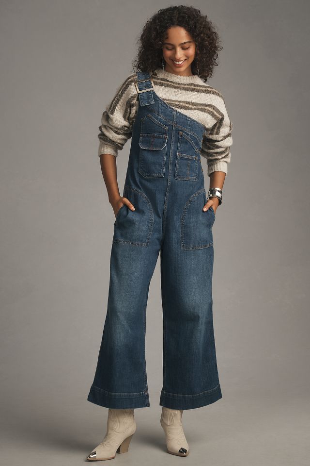 Pilcro One Shoulder Denim Utility Overalls