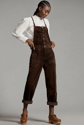 Pilcro Painters Corduroy Overalls In Brown