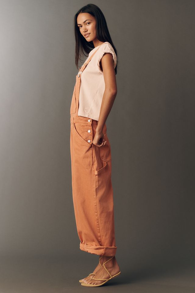 Kayden Regenerative Cotton Barrel Overalls by Pilcro | Anthropologie