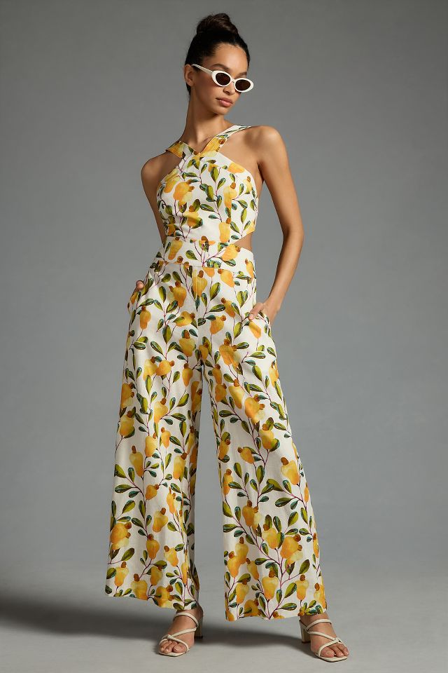 Halter jumpsuit cheap wide leg