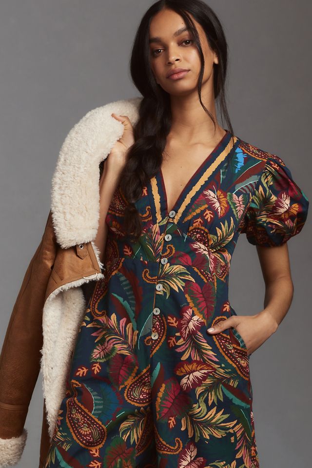 Farm Rio x Anthropologie Puff-Sleeve Printed Jumpsuit #2
