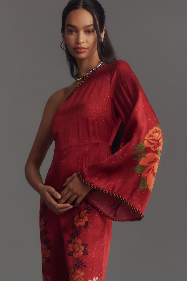 Farm Rio x Anthropologie One-Shoulder Printed Satin Jumpsuit #2