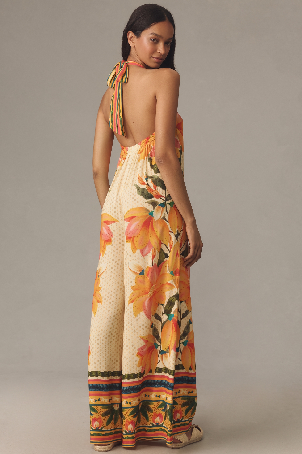 Farm Rio x Anthropologie Floral Halter Jumpsuit