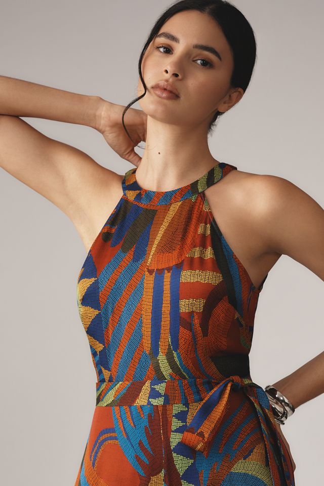 Farm Rio x Anthropologie Halter Printed Satin Jumpsuit #2