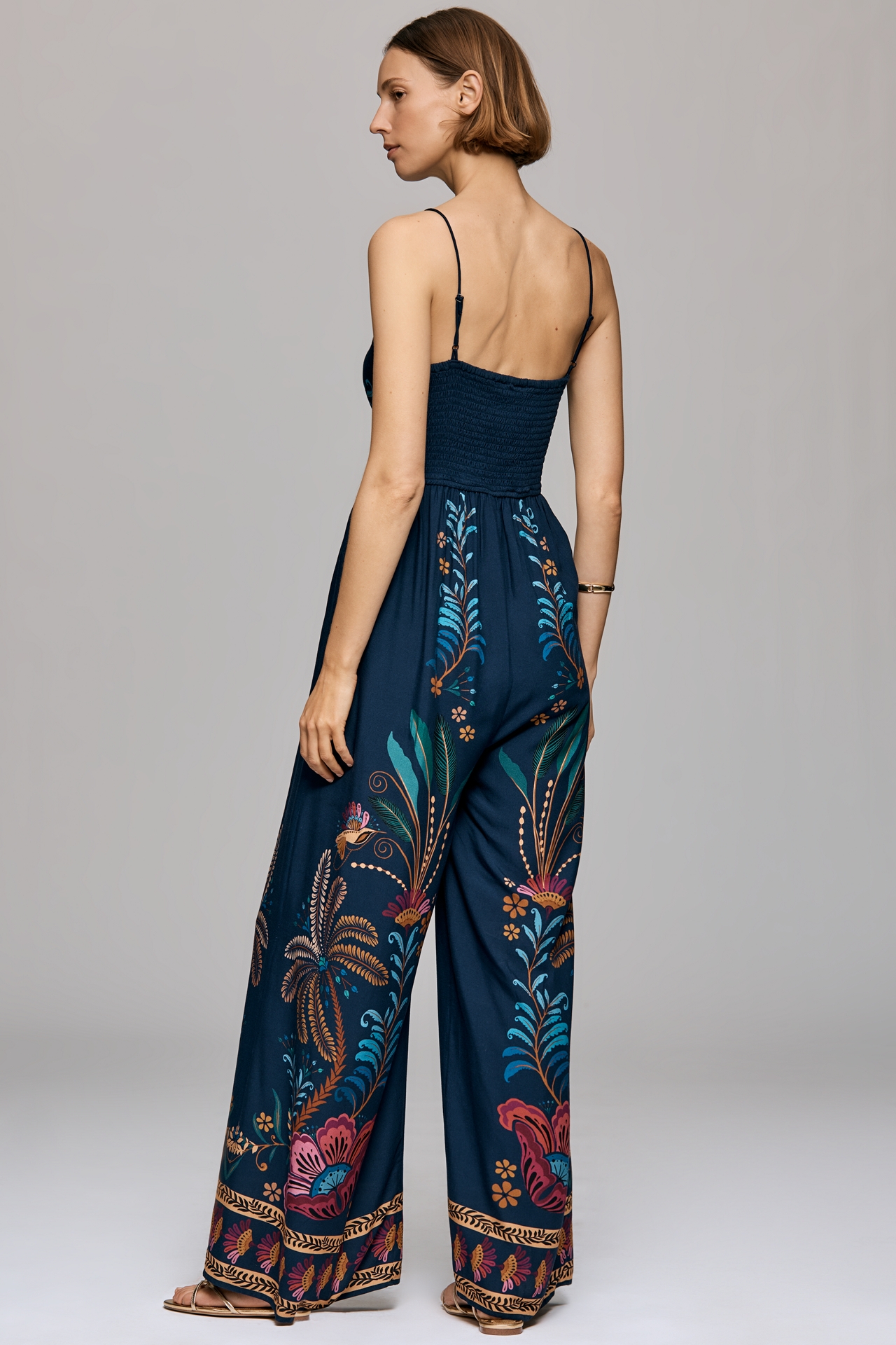 Farm Rio x Anthropologie V Neck Wide Leg Jumpsuit