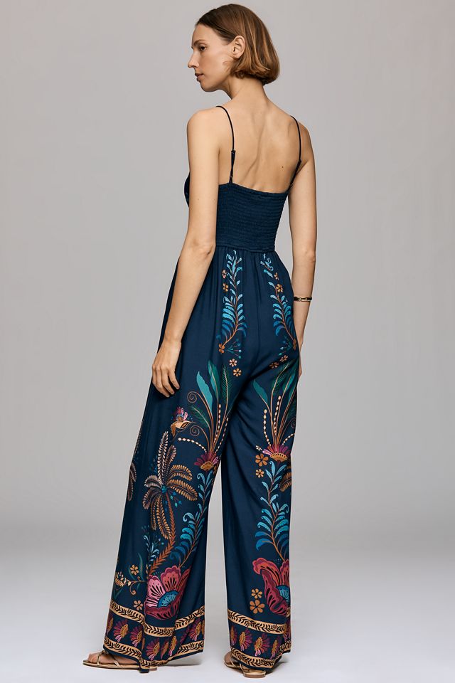 Farm Rio x Anthropologie V Neck Wide Leg Jumpsuit | Anthropologie