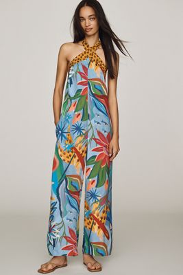 Farm Rio x Anthropologie Printed Halter Jumpsuit