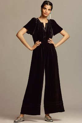 Shop The Somerset Collection By Anthropologie The Somerset Jumpsuit: Velvet Edition In Black