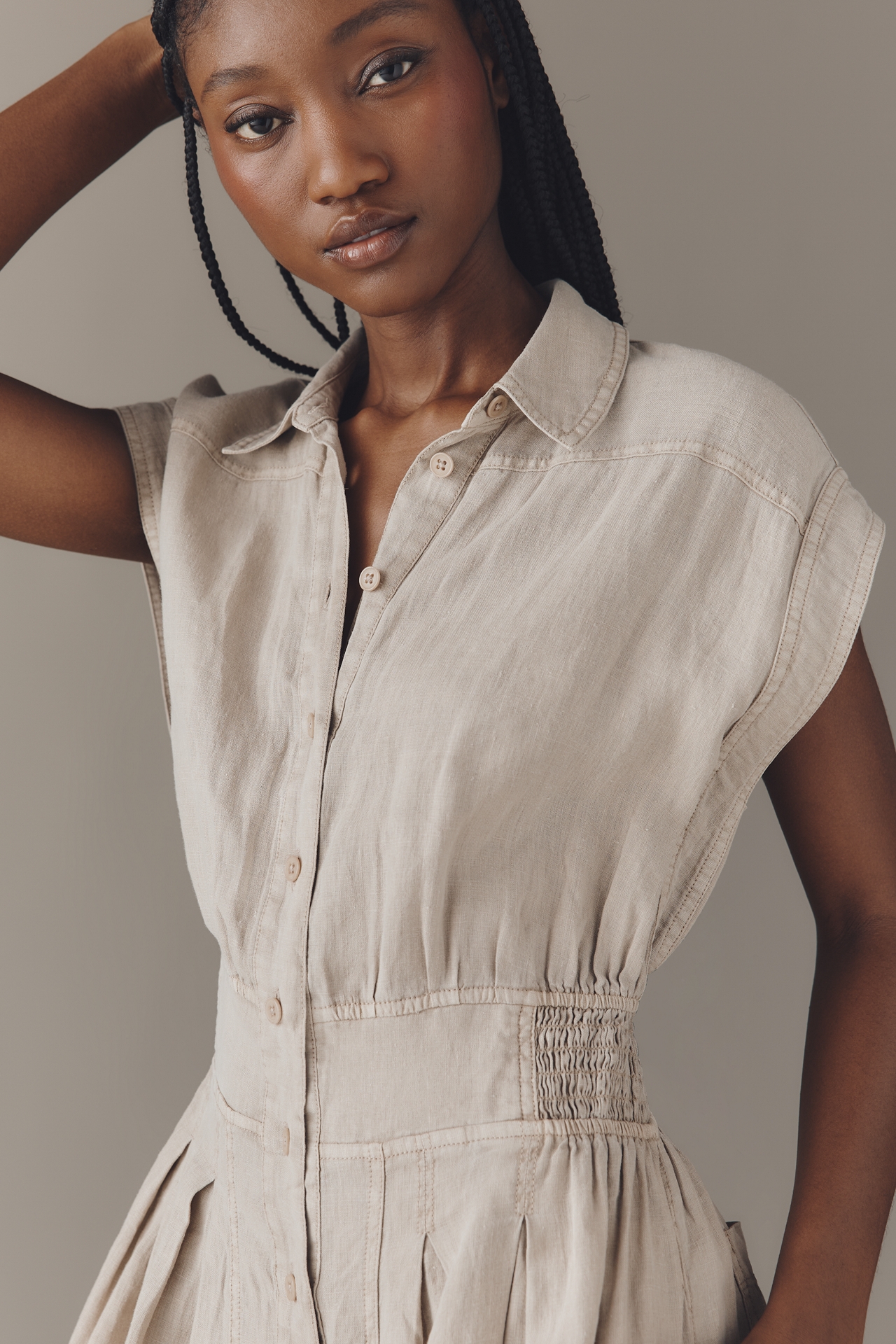 By Anthropologie Linen Shirting Jumpsuit