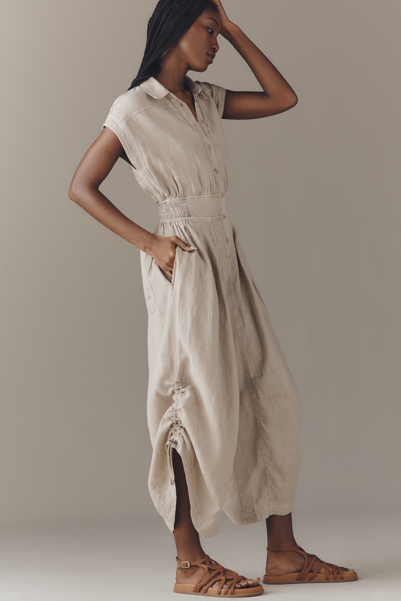 By Anthropologie Linen Shirting Jumpsuit