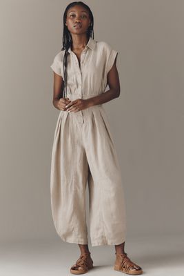 By Anthropologie Linen Shirting Jumpsuit