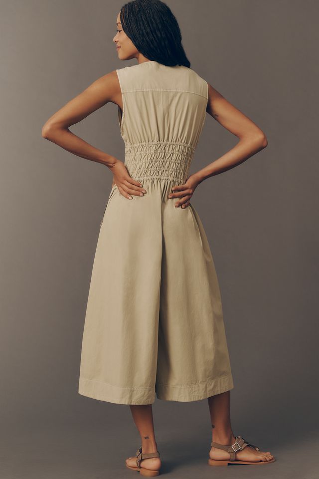 By Anthropologie Smocked Wide-Leg Jumpsuit #2