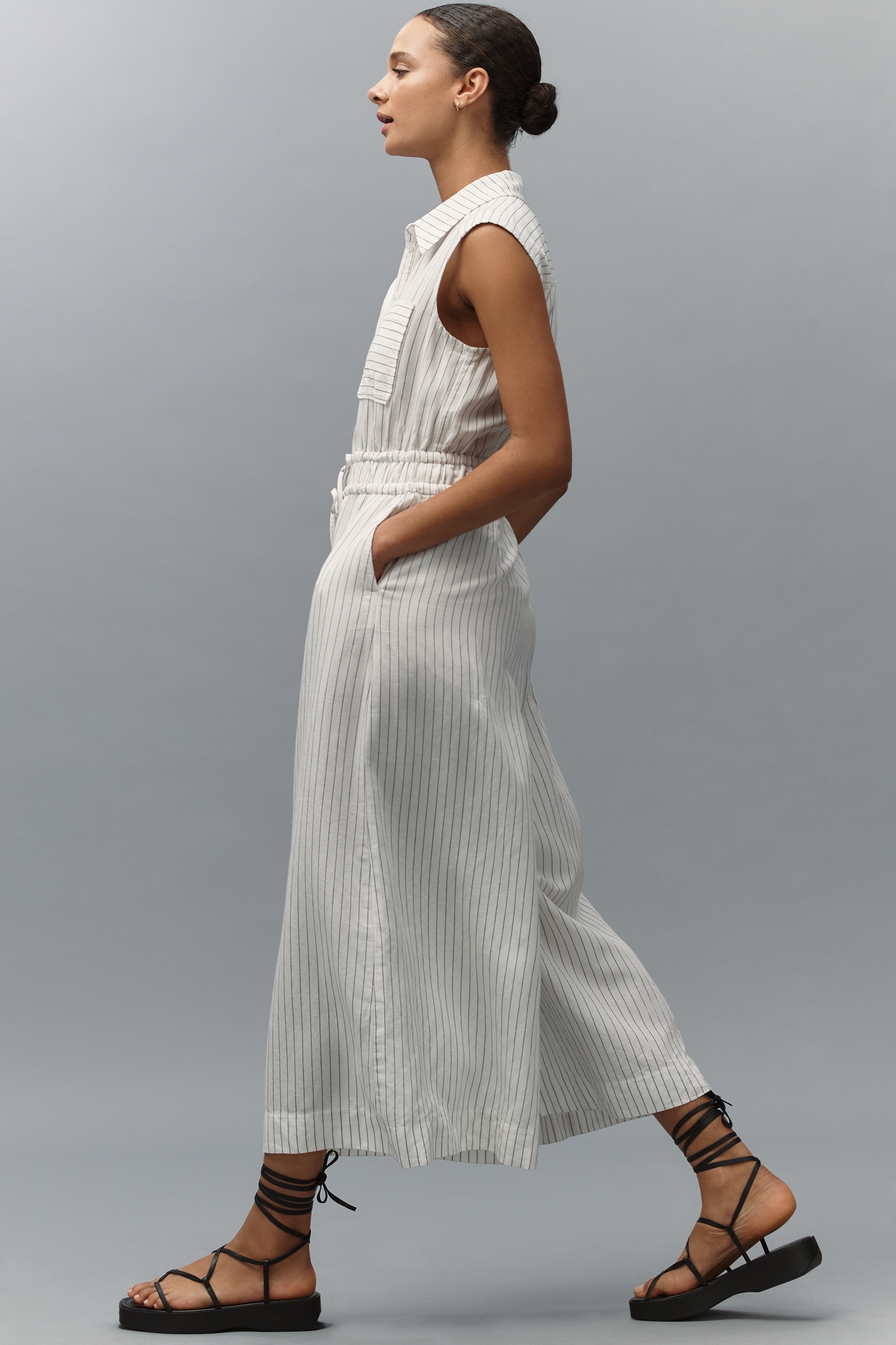 Maeve Crop Wide-Leg Shirting Jumpsuit