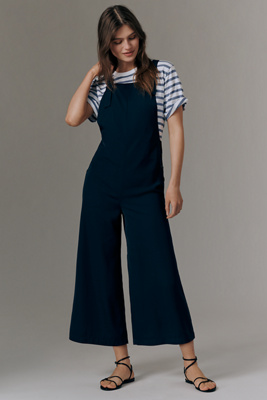 Maeve Tailored Pinafore Jumpsuit In Blue