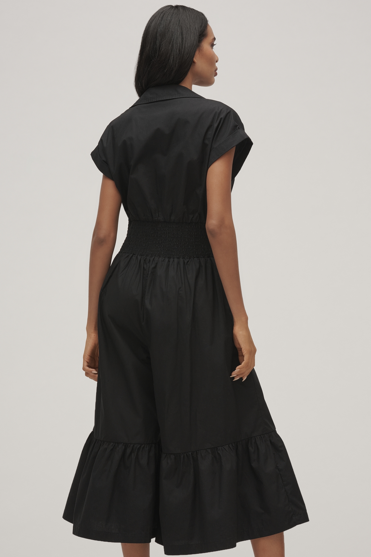 By Anthropologie Pleated Shirting Wide-Leg Jumpsuit