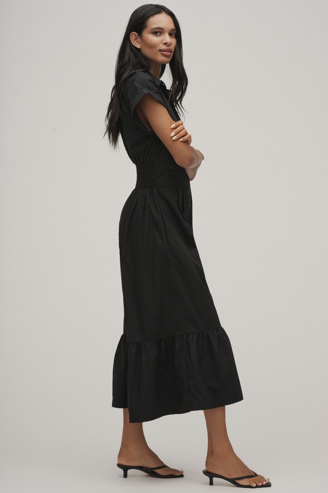 By Anthropologie Pleated Shirting Wide-Leg Jumpsuit