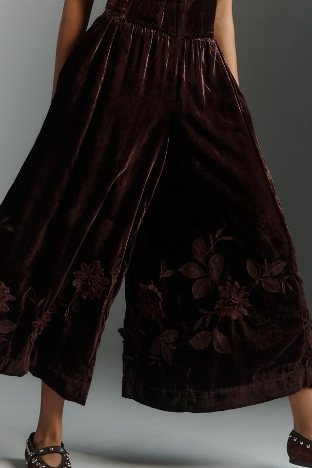 By Anthropologie 3D Floral Velvet Jumpsuit #3