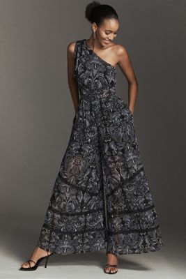 By Anthropologie One-Shoulder Printed Jumpsuit