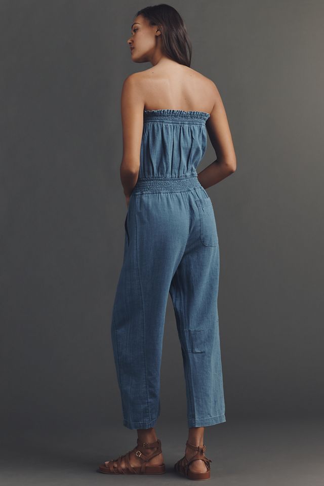 Pilcro Reese Strapless Jumpsuit in Cross-Weave Cotton #1