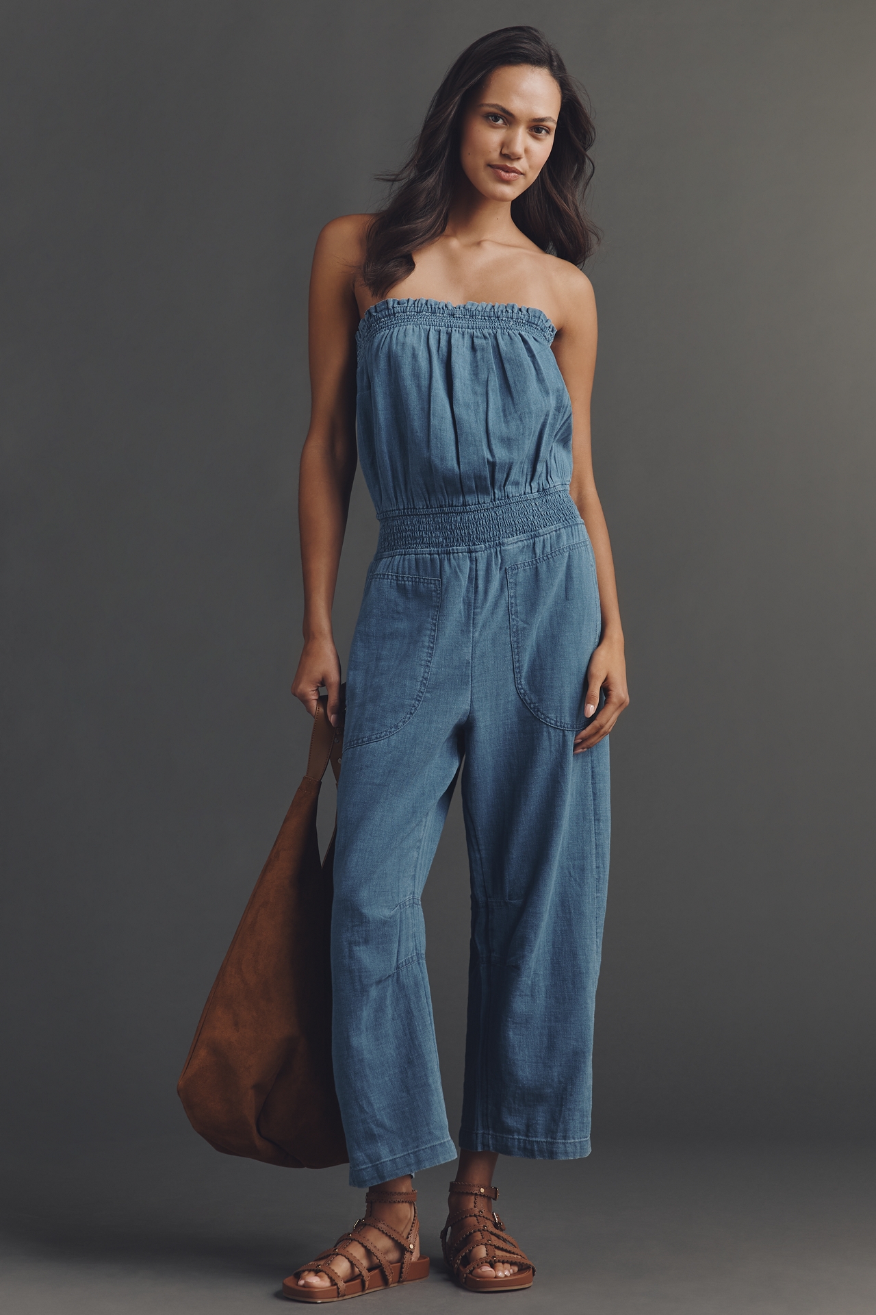 Reese 100% Cotton Strapless Jumpsuit
