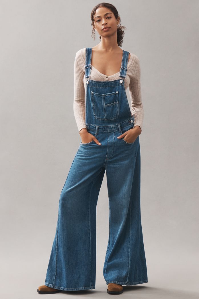 The Adi Denim Flare Dungarees by Pilcro