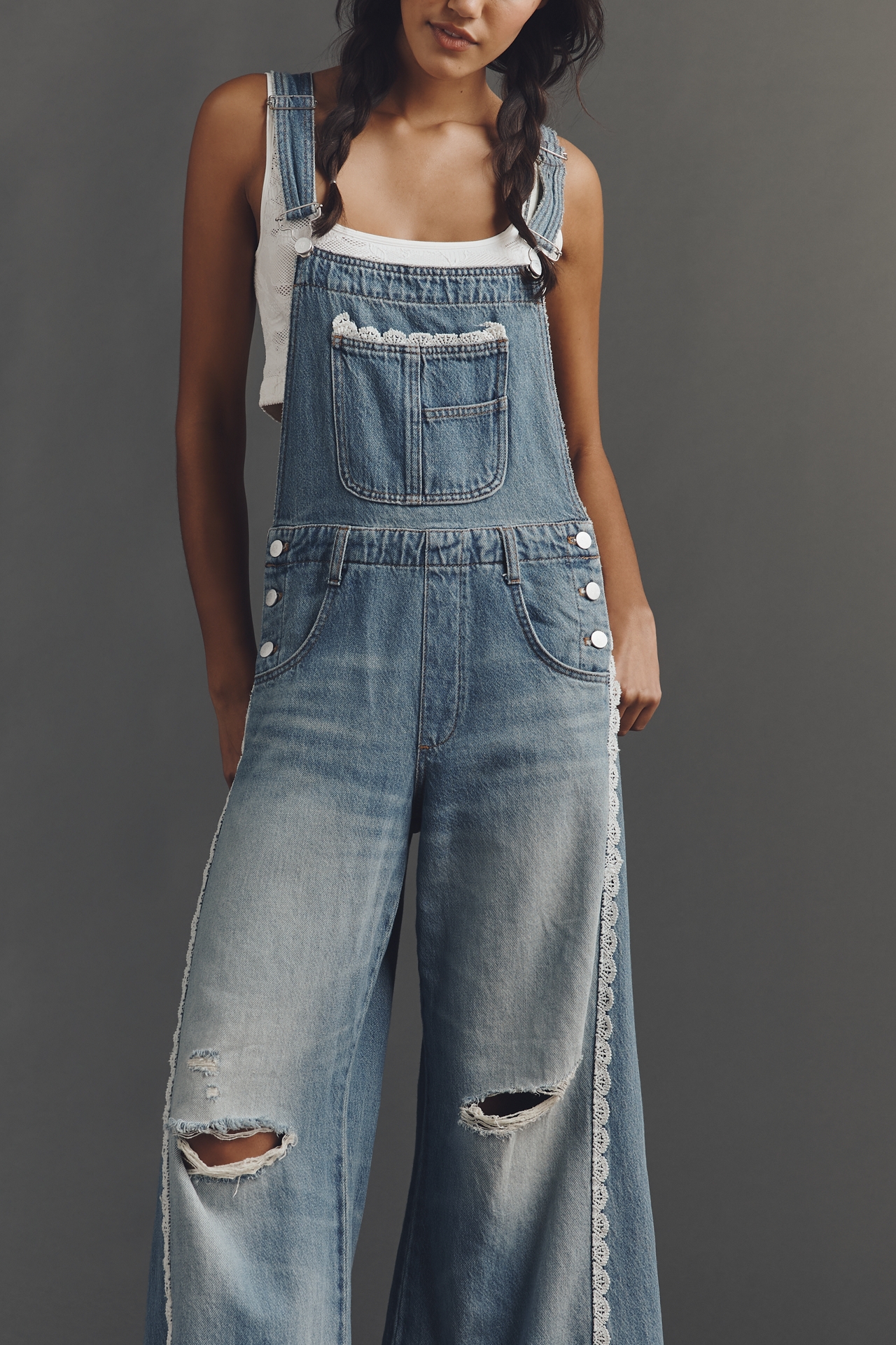 The Adi Lace-Trim Overalls by Pilcro