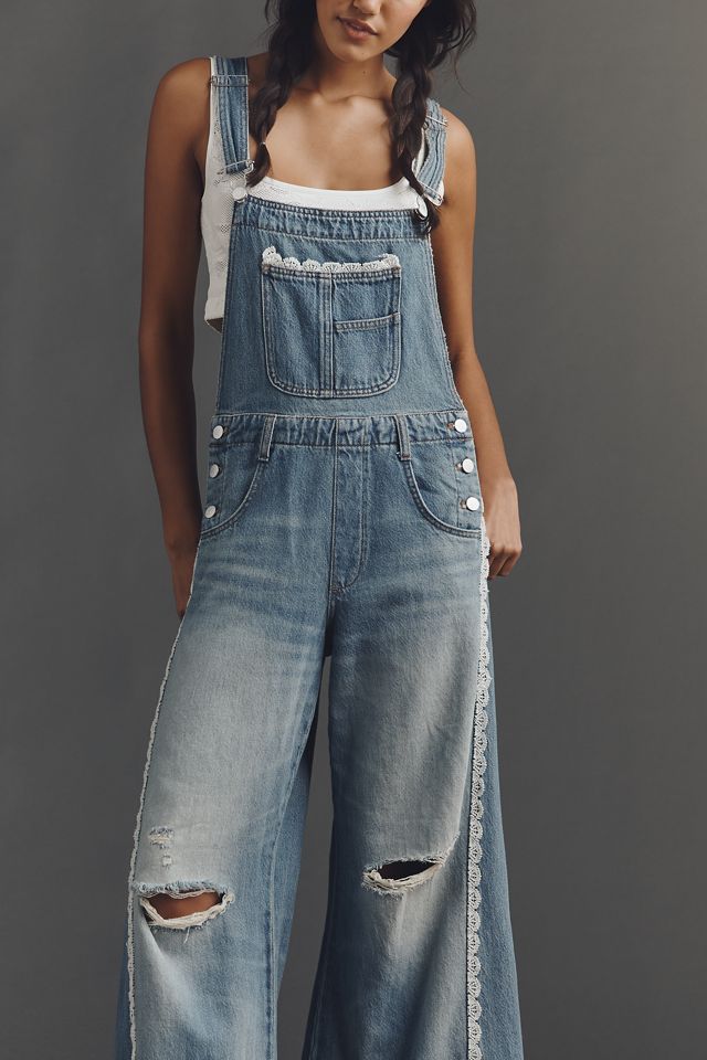 Pilcro Adi Lace Trim Overalls | Anthropologie