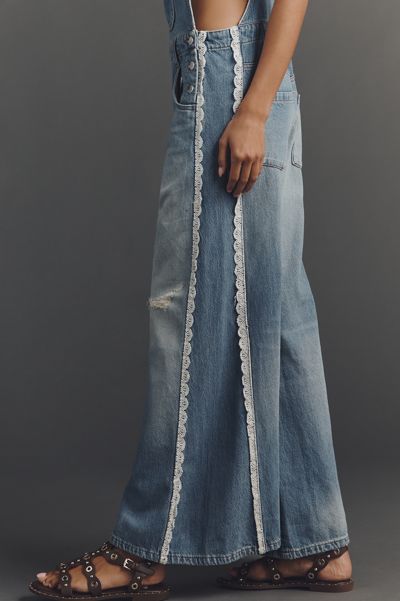 The Adi Lace-Trim Overalls by Pilcro
