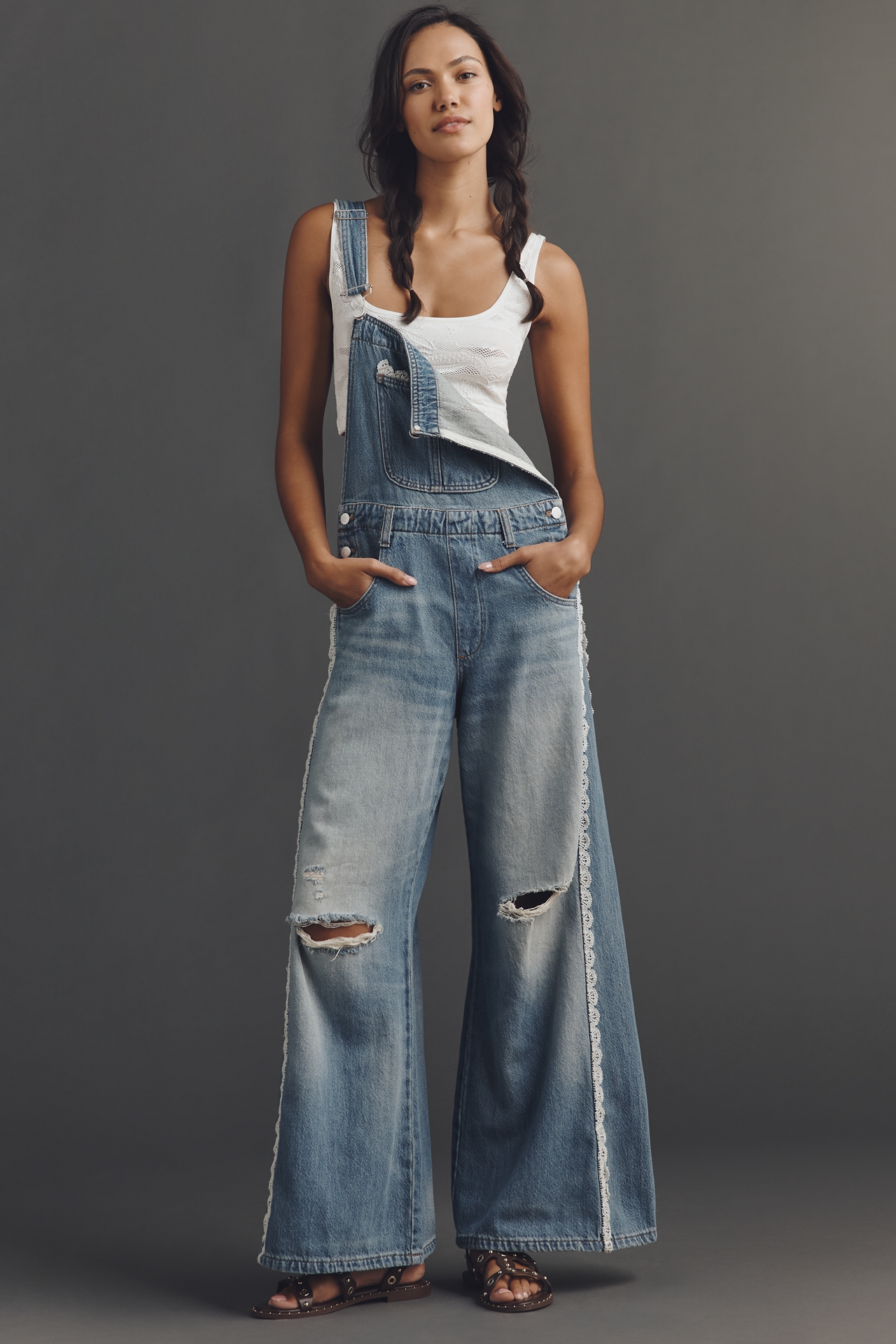 The Adi Lace-Trim Overalls by Pilcro