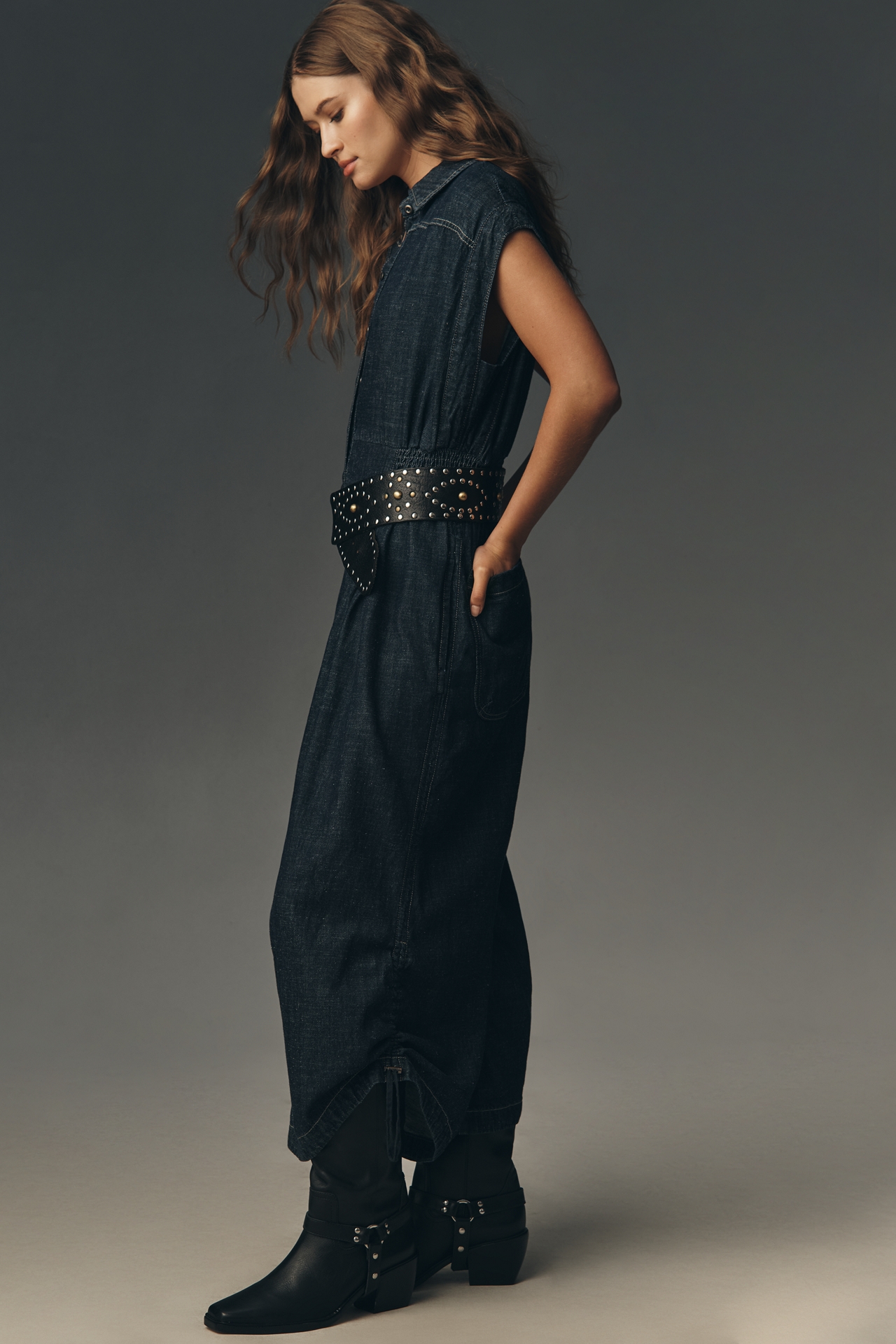 By Anthropologie Denim Balloon Jumpsuit