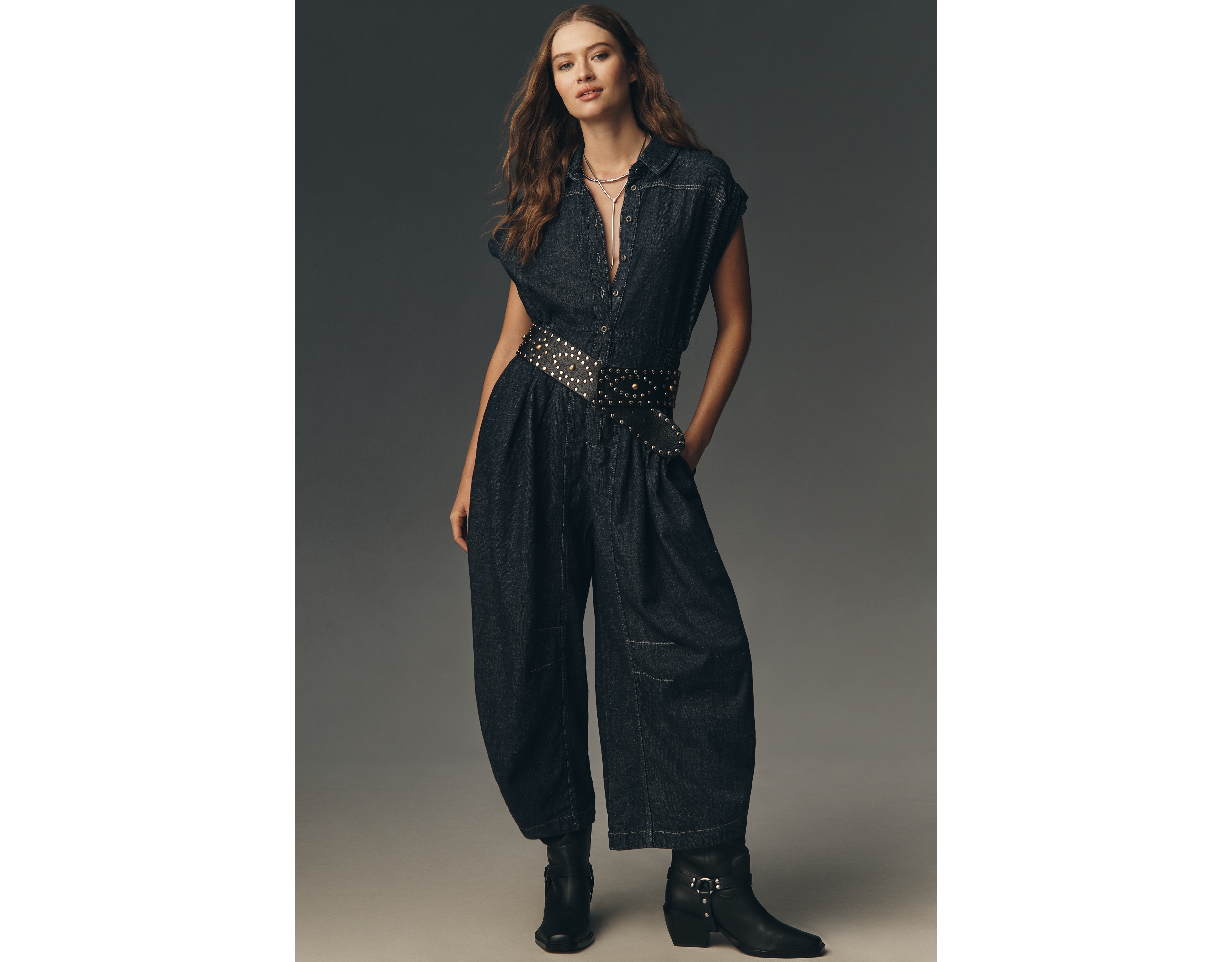 By Anthropologie Denim Balloon Jumpsuit