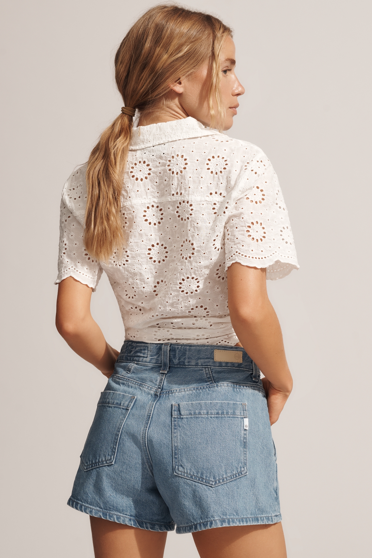 AG Rinna Seamed High-Rise Relaxed Denim Shorts