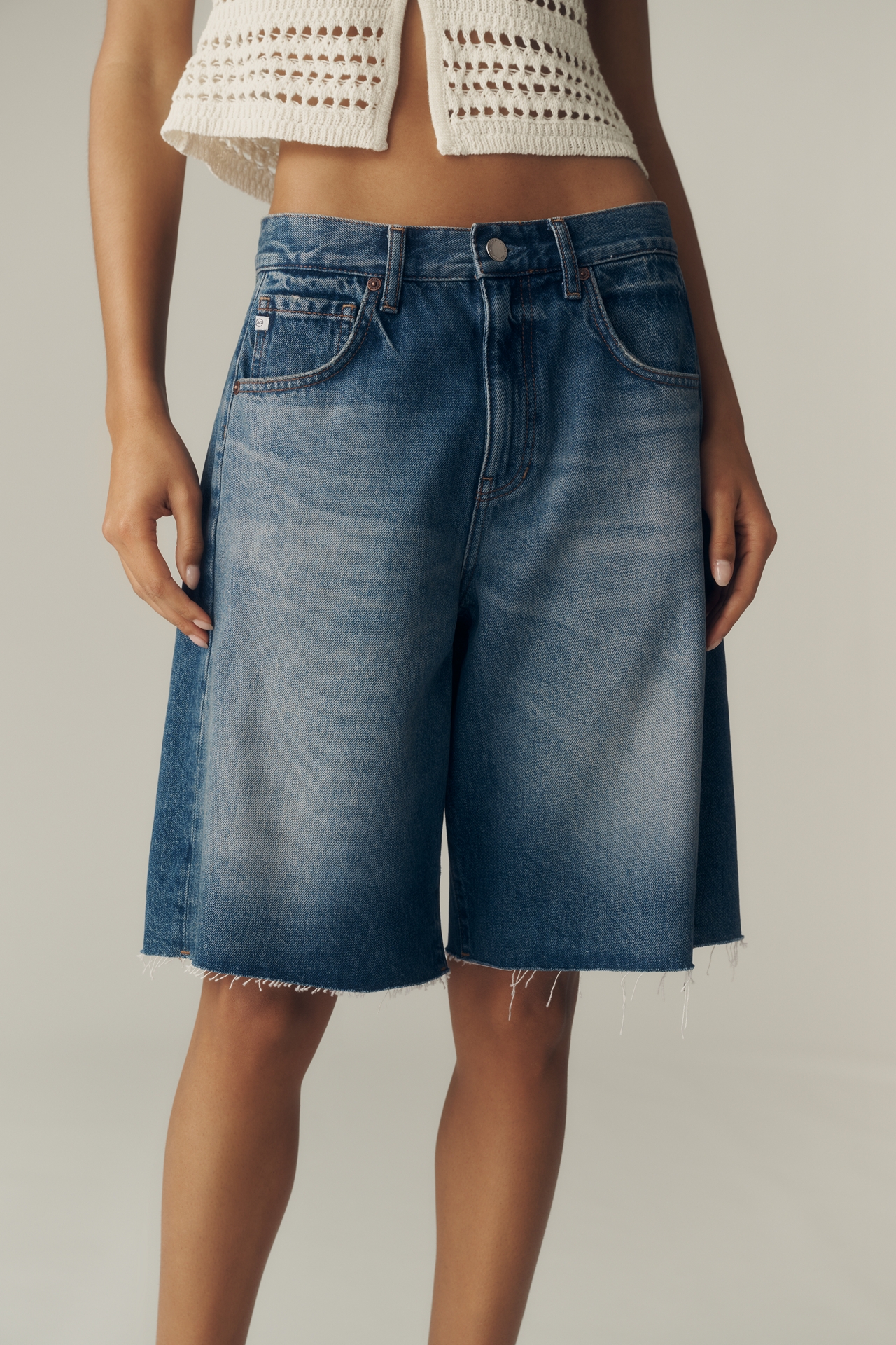 AG Hattie Cotton Denim Shorts