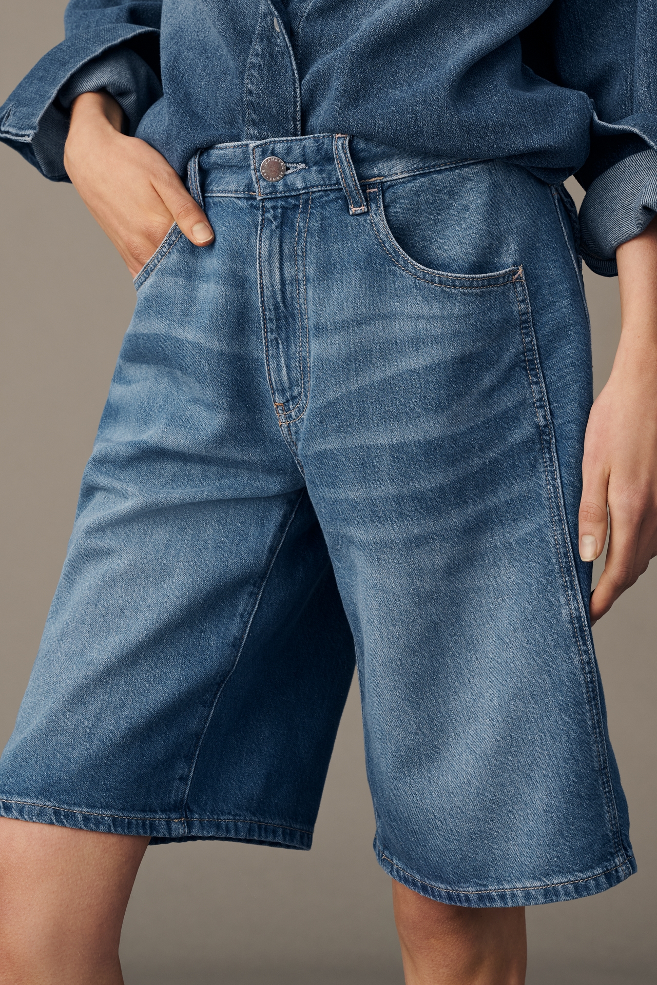 AG Thalia Denim Long Shorts