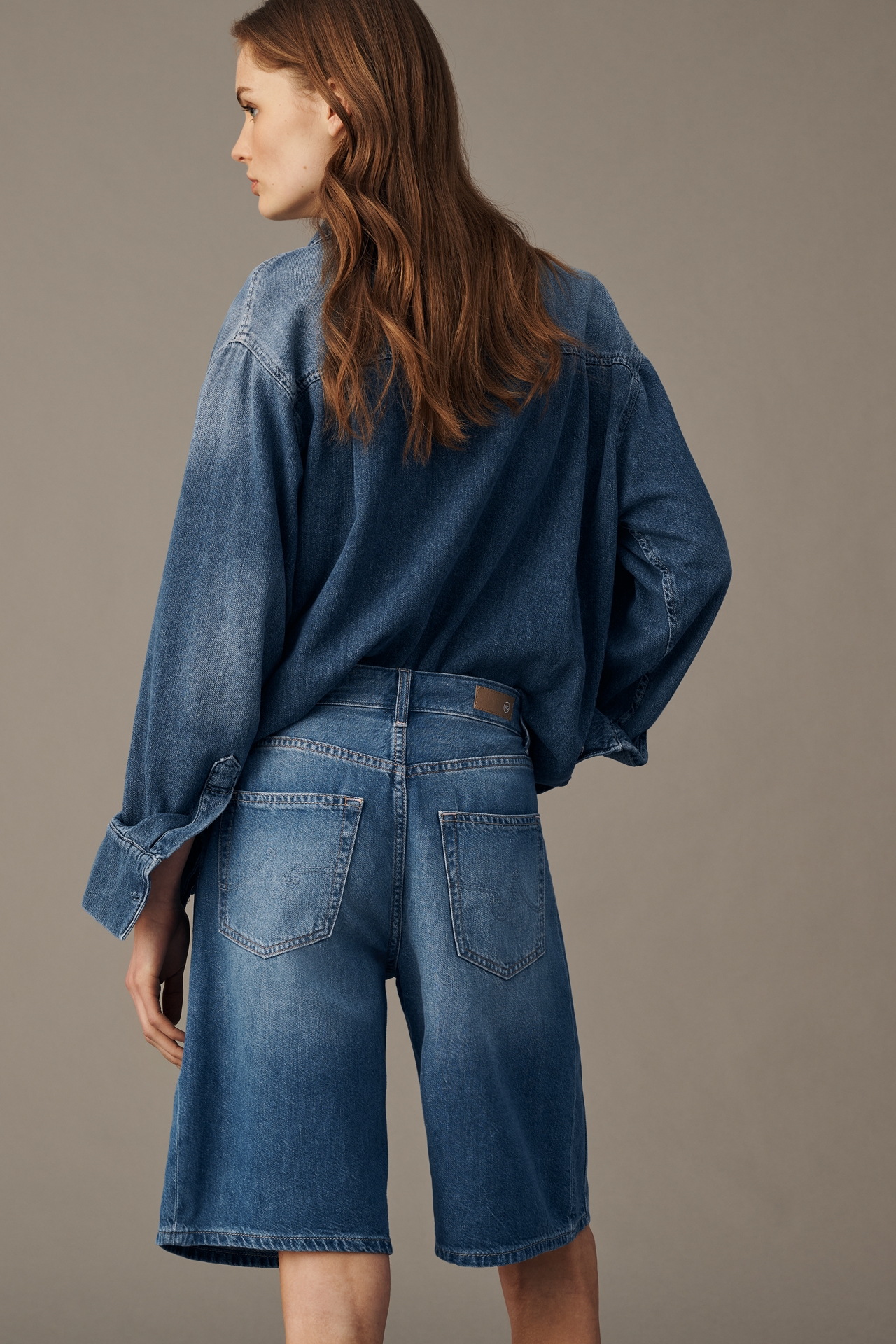 AG Thalia Denim Long Shorts