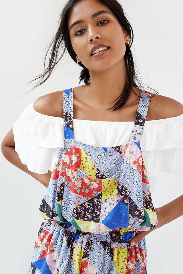 Corey Lynn Calter Floral Patchwork Short Overalls Corey Lynn Calter Floral Patchwork Short Overalls